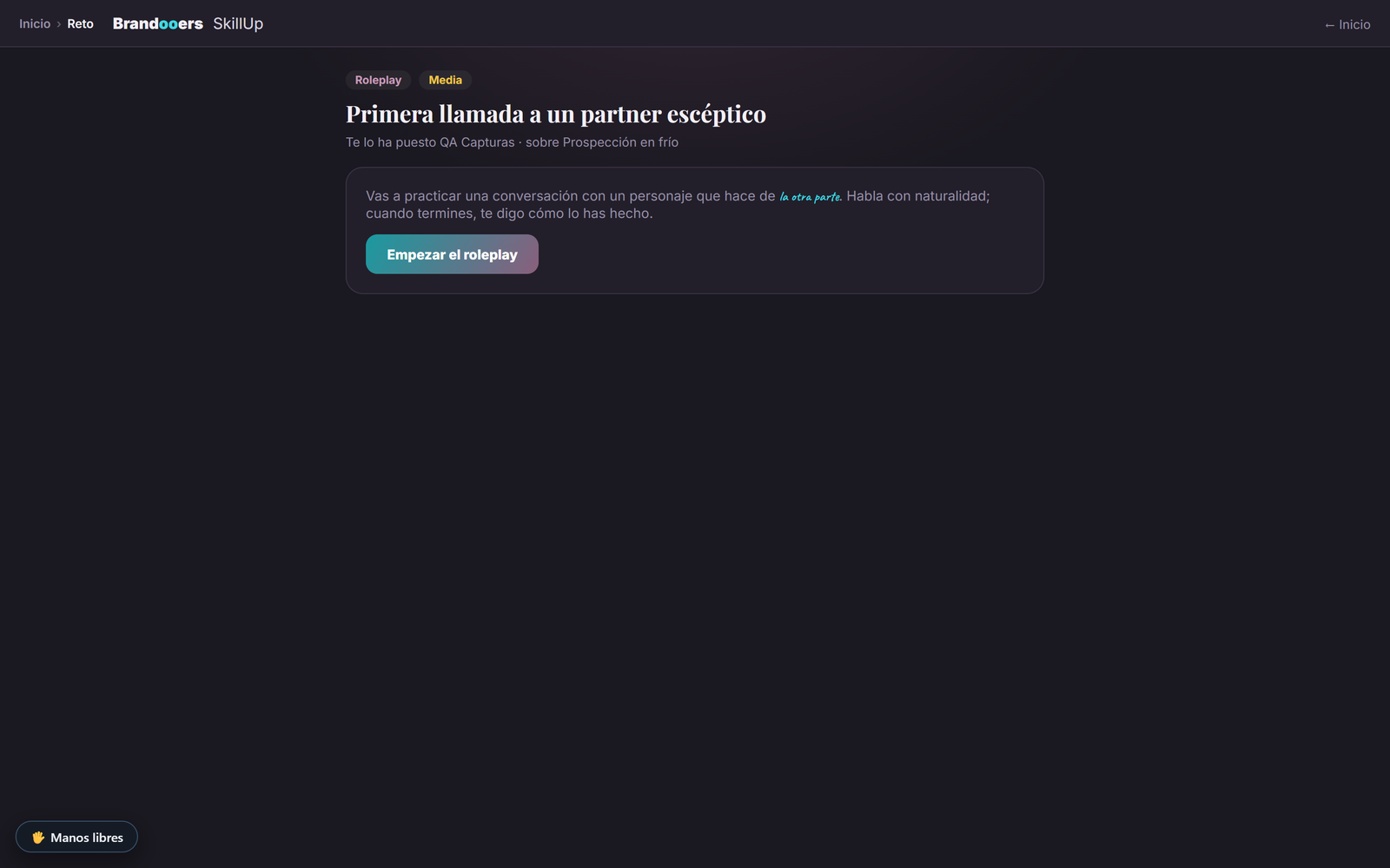 Roleplay / reto conversacional en SkillUp